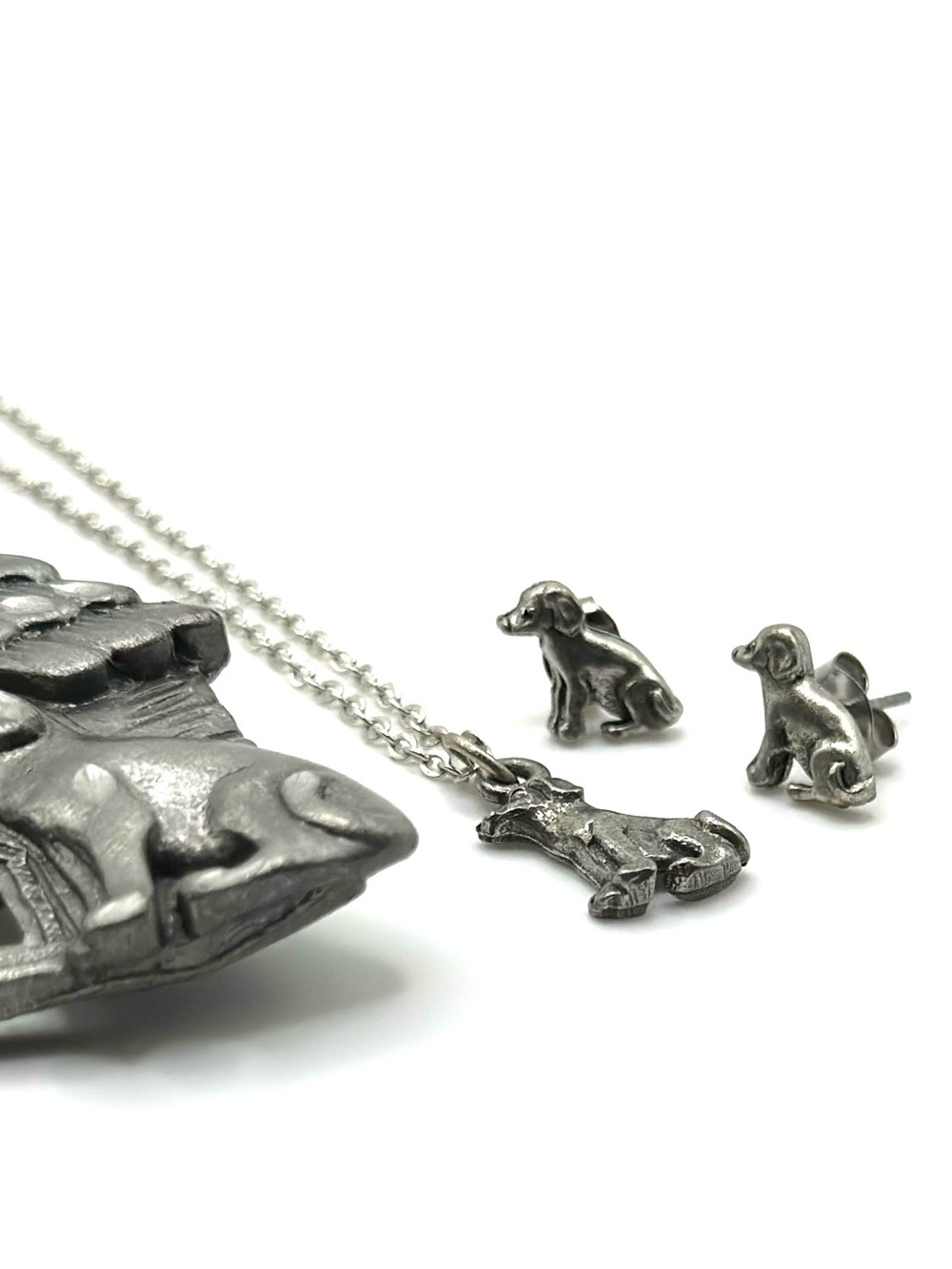 vintage pewter jewelry set